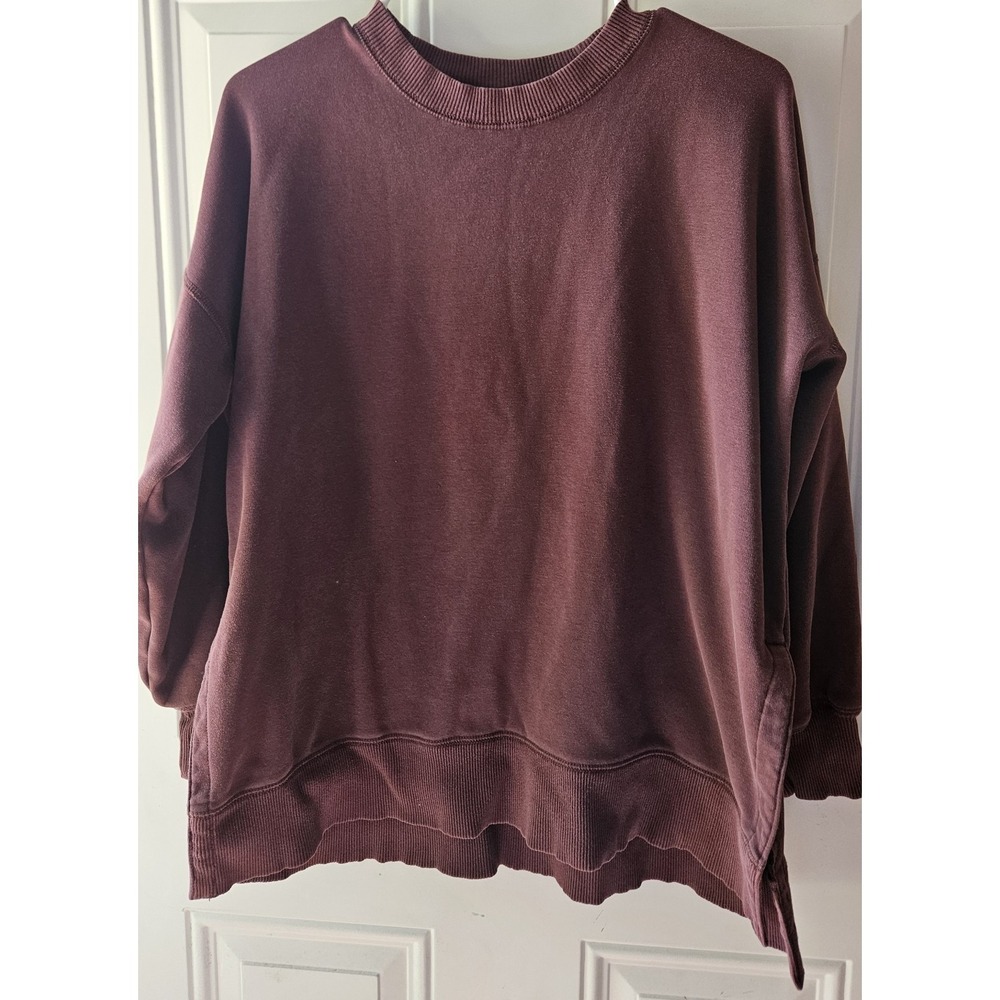 Aerie Strong Bodied Oversized Sweatshirt Women's Small‎ Burgundy Crewneck...